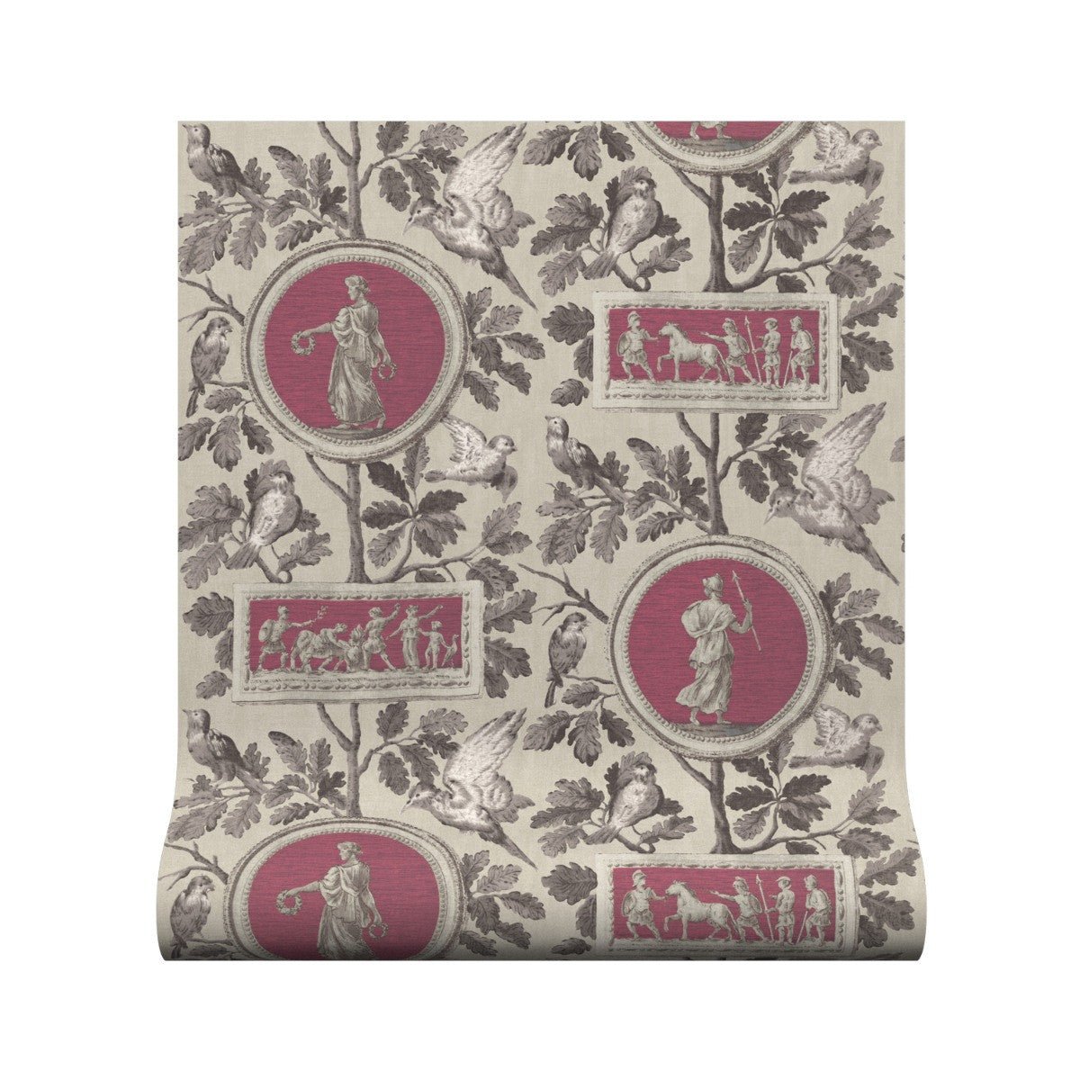 Athena Toile Wallpaper - Raspberry - Warner House - Premier Wallcovering