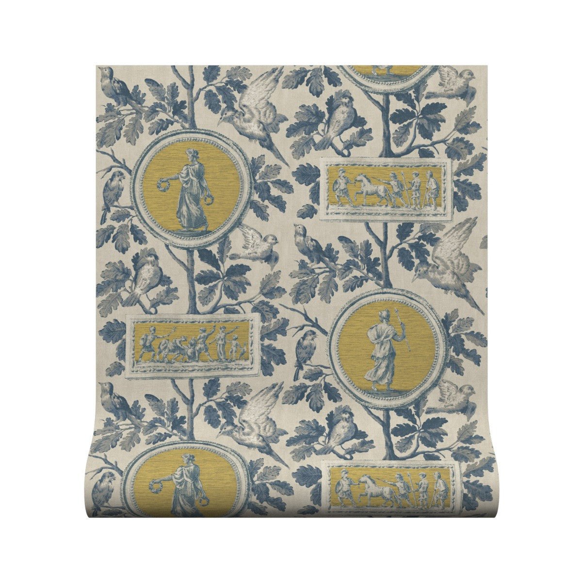 Athena Toile Wallpaper - Saffron - Warner House - Premier Wallcovering