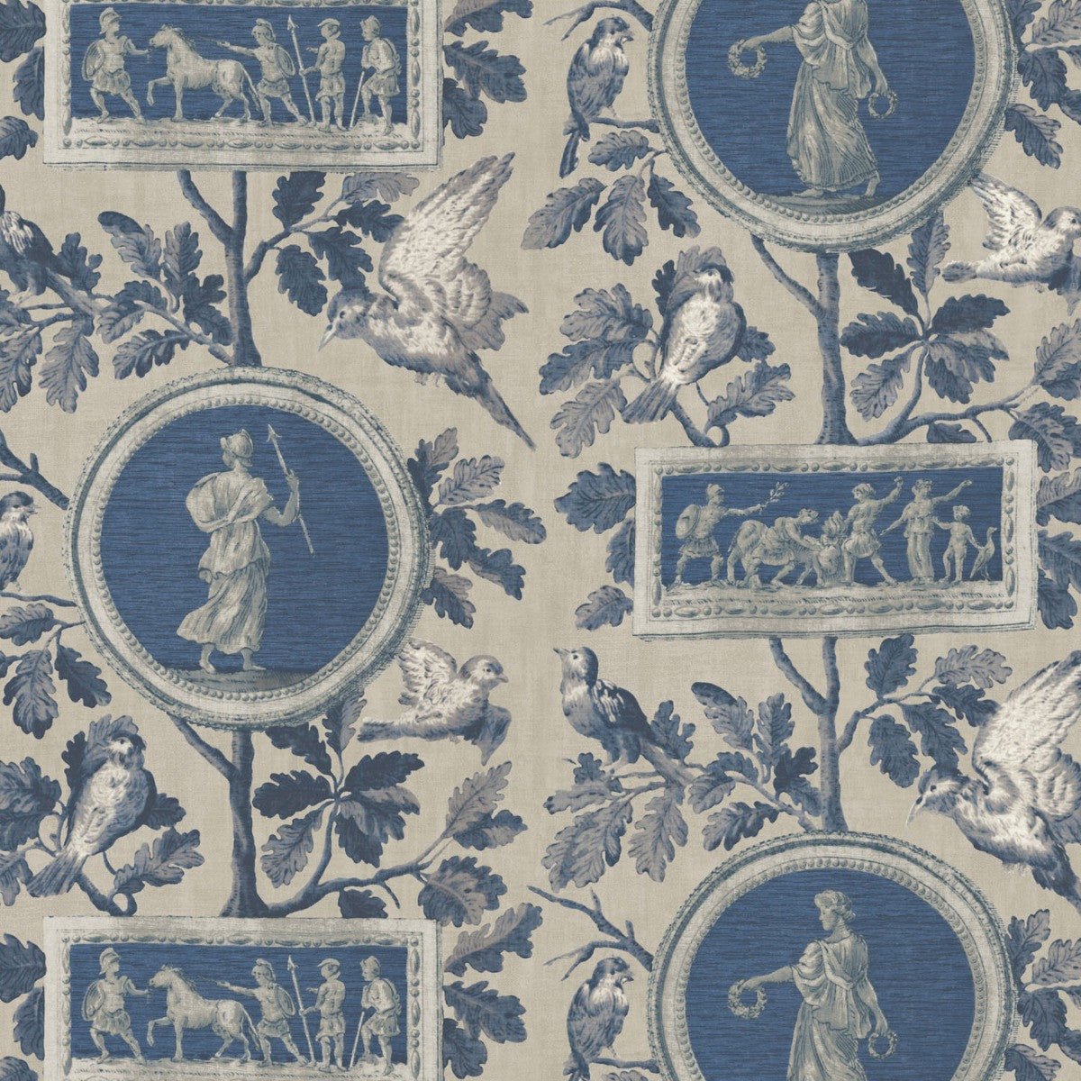 Athena Toile Wallpaper - Ink - Warner House - Premier Wallcovering