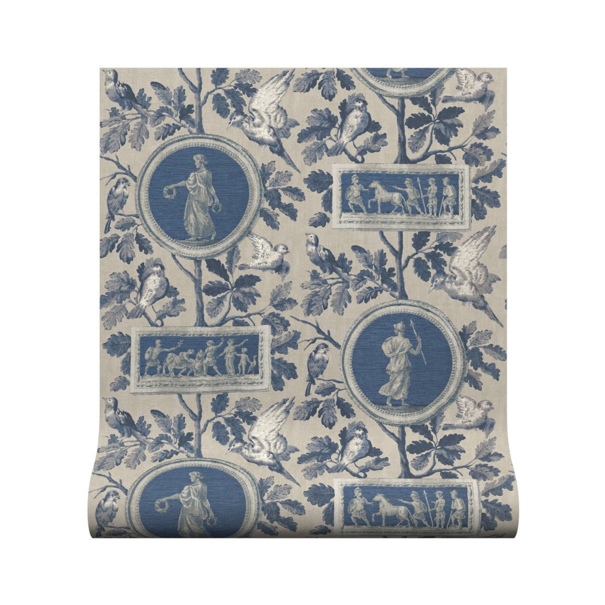 Athena Toile Wallpaper - Ink - Warner House - Premier Wallcovering