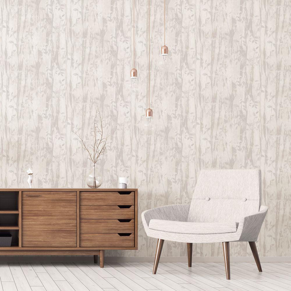 Atmosphere Batik Leaves Wallpaper - Beige - Galerie - G78231 - Premier Wallcovering
