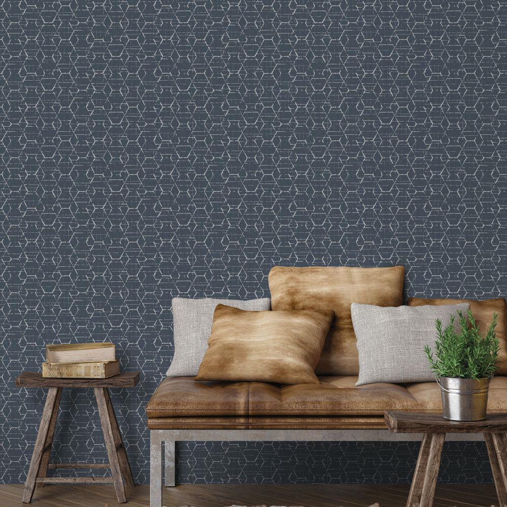 Atmosphere Hextex Wallpaper - Blue - Galerie - G78247 - Premier Wallcovering