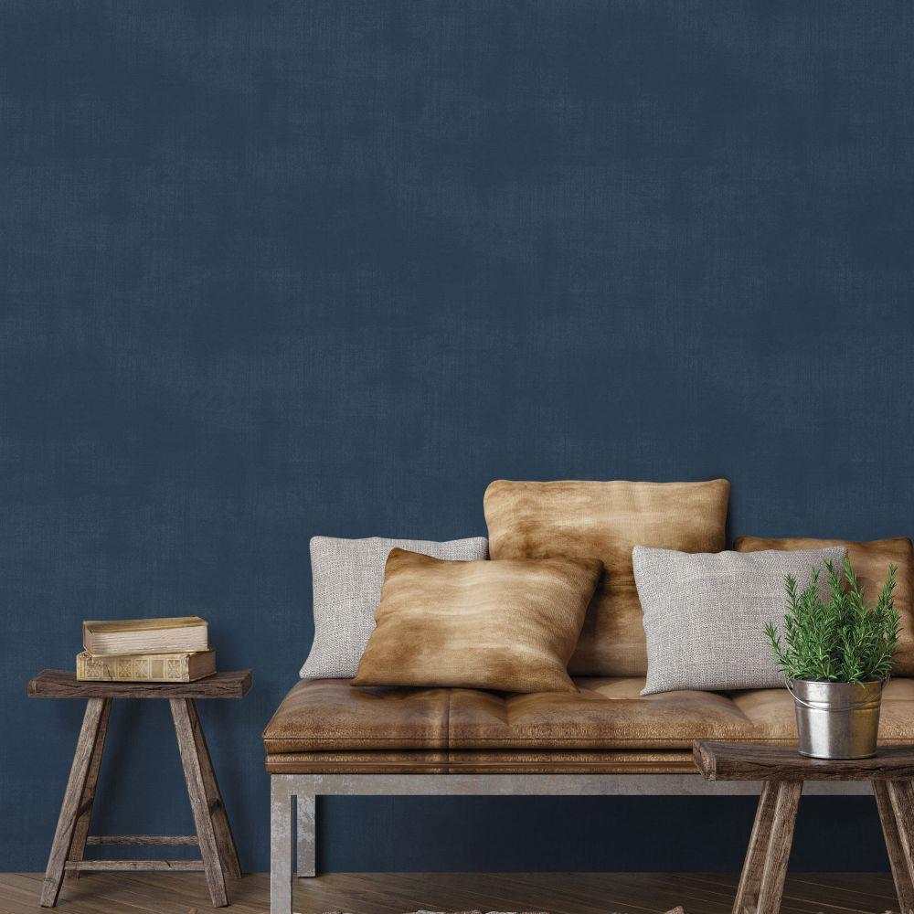 Atmosphere Metallic Linen Wallpaper - Navy - Galerie - G78254 - Premier Wallcovering