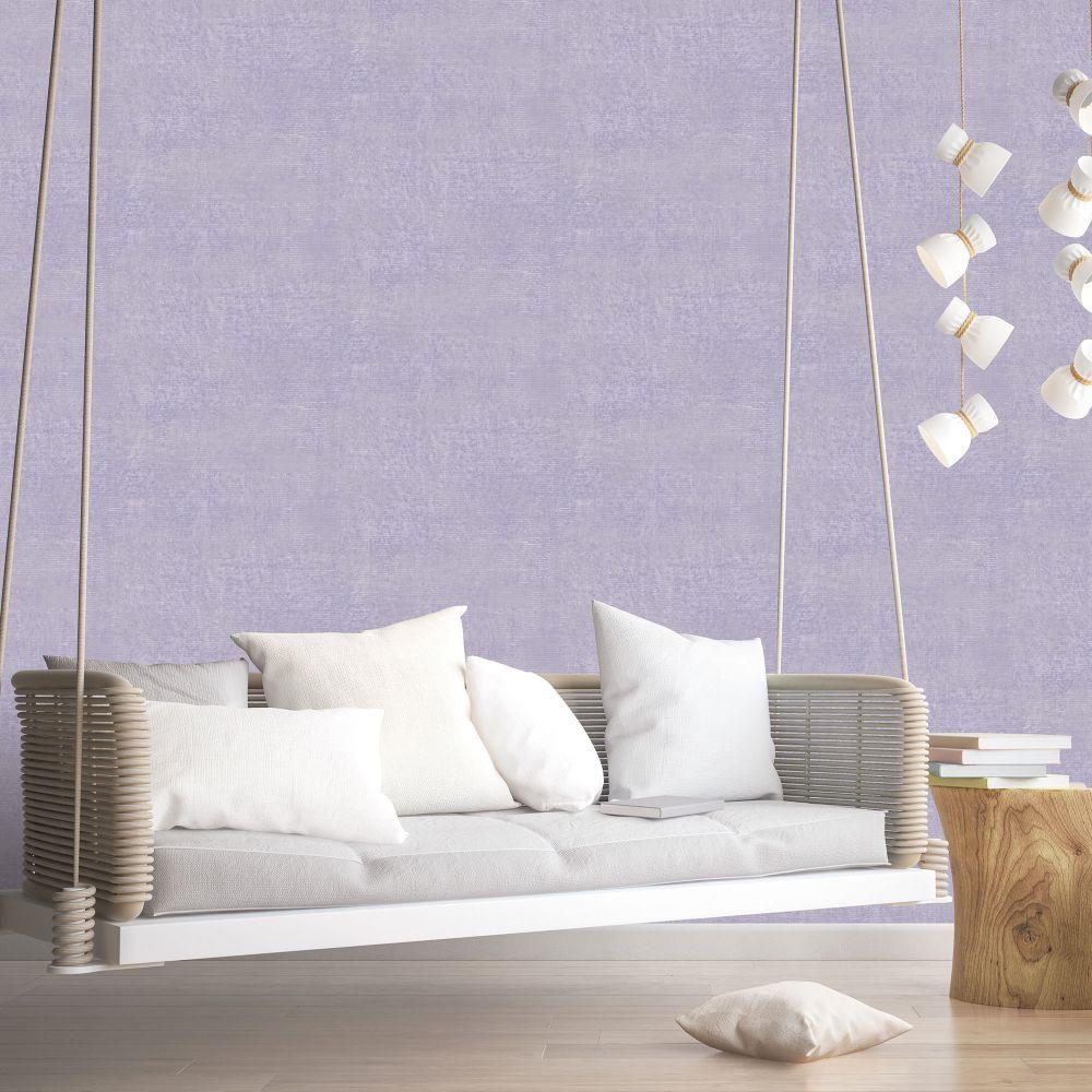 Atmosphere Metallic Linen Wallpaper - Purple - Galerie - G78255 - Premier Wallcovering