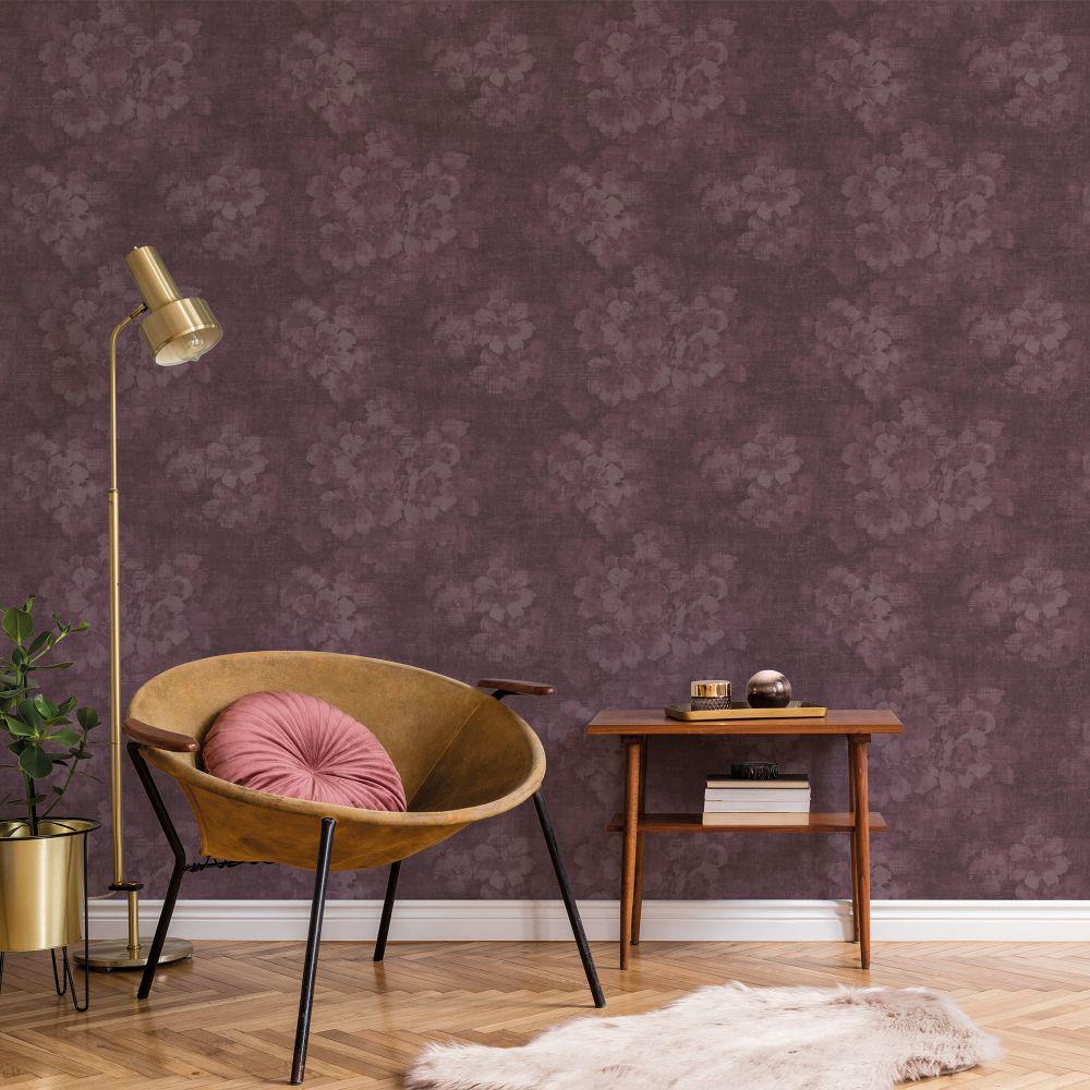 Atmosphere Mystic Floral Wallpaper - Magenta - Galerie - G78261 - Premier Wallcovering
