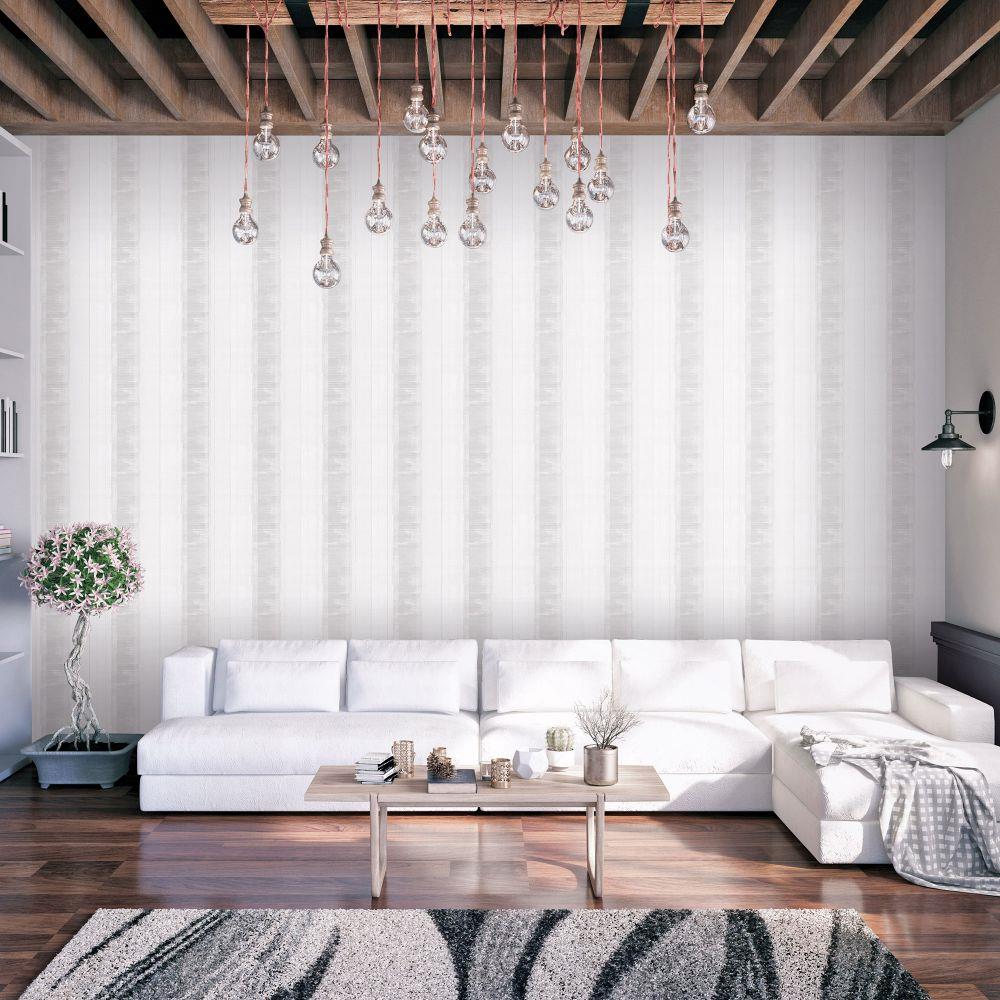 Atmosphere Sublime Stripe Wallpaper - Off White - Galerie - G78274 - Premier Wallcovering