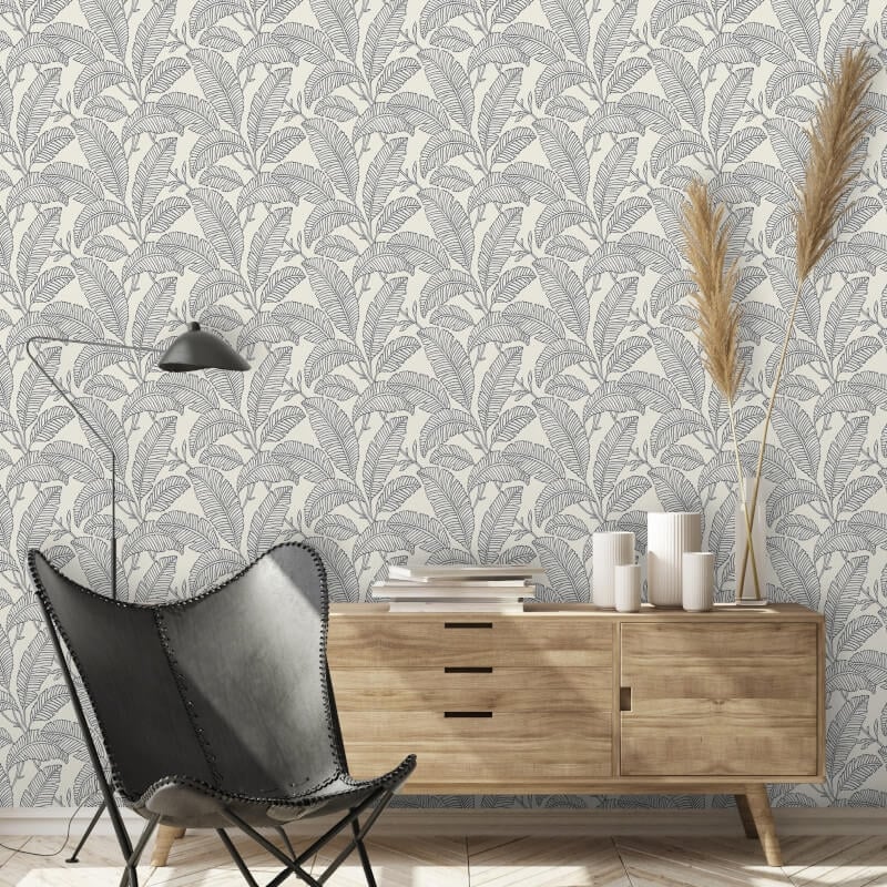 Attitude Faye All Over Leaf Wallpaper - Black/White - Grandeco - A66402 - Premier Wallcovering