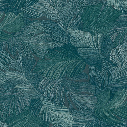 Attitude Organic Leaves Wallpaper - Teal - Grandeco - A66501 - Premier Wallcovering