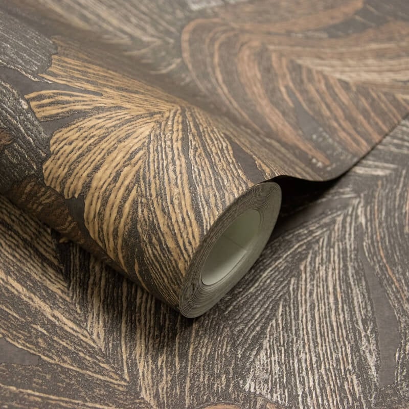 Attitude Organic Leaves Wallpaper - Chocolate - Grandeco - A66503 - Premier Wallcovering