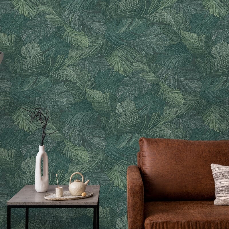 Attitude Organic Leaves Wallpaper - Green - Grandeco - A66502 - Premier Wallcovering