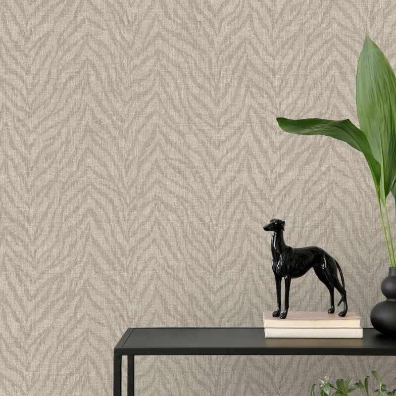 Attitude Zebra Animal Print Wallpaper - Taupe - Grandeco - A66702 - Premier Wallcovering