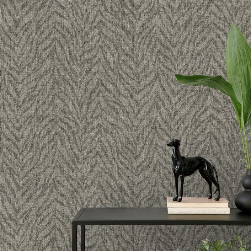 Attitude Zebra Animal Print Wallpaper - Charcoal - Grandeco - A66703 - Premier Wallcovering