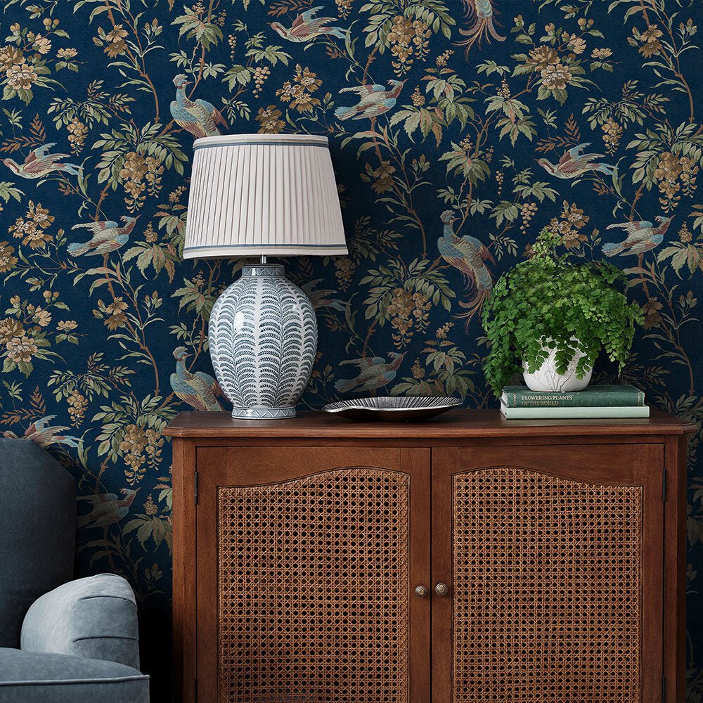 Attleton Wallpaper - Midnight - Laura Ashley - 140316 - Premier Wallcovering