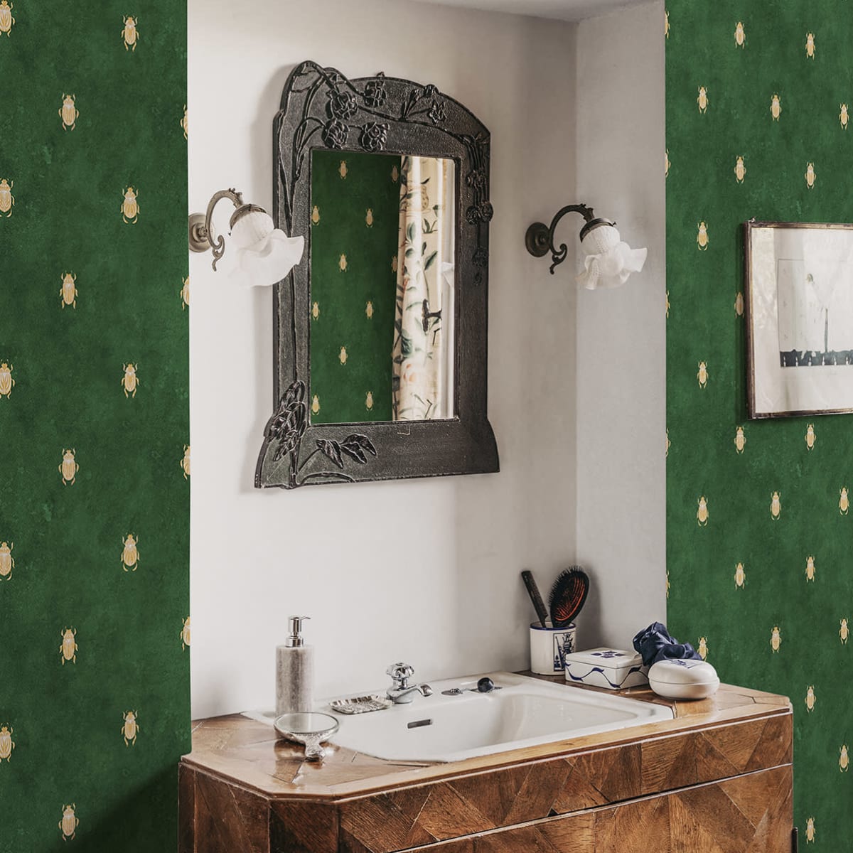 Audrey Wallpaper - Dark Green - Sandberg - S10451 - Premier Wallcovering