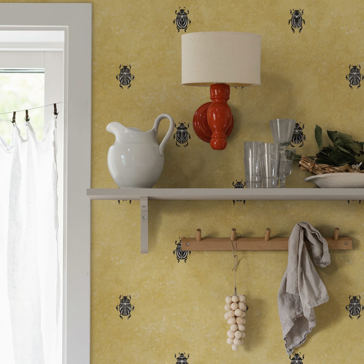 Audrey Wallpaper - Honey - Sandberg - S10450 - Premier Wallcovering