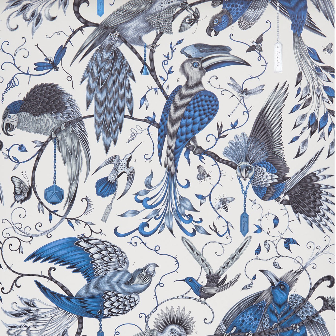 Audubon Wallpaper - Blue - Clarke & Clarke - Emma J Shipley - W0099/01 - Premier Wallcovering