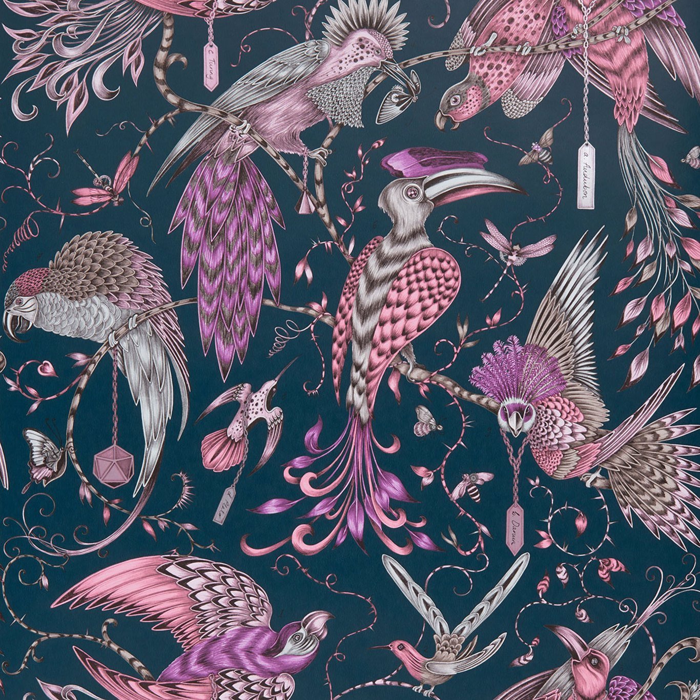 Audubon Wallpaper - Pink - Clarke & Clarke - Emma J Shipley - W0099/04 - Premier Wallcovering