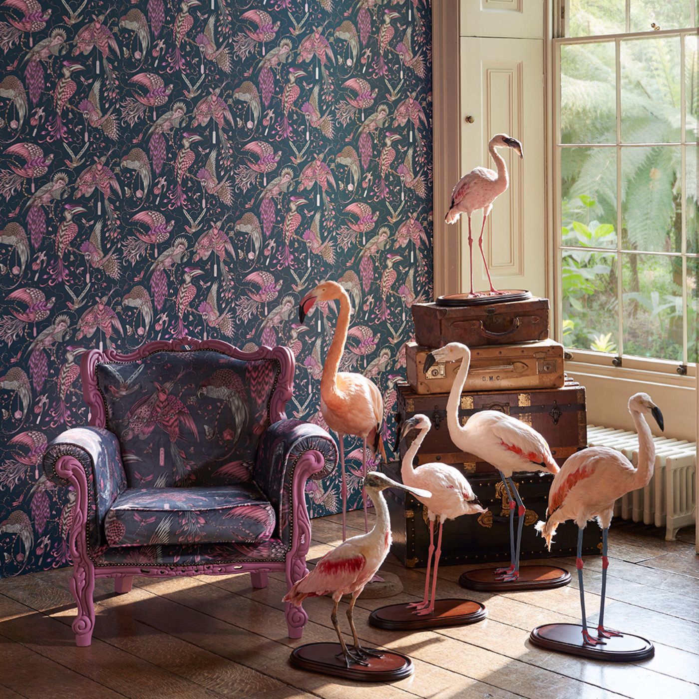 Audubon Wallpaper - Blue - Clarke & Clarke - Emma J Shipley - W0099/01 - Premier Wallcovering