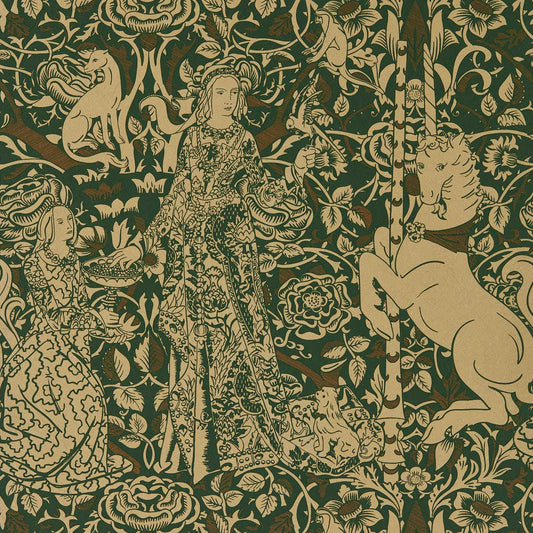 Aurelia's Grail Wallpaper - Gobelin Green/Bronze - DGDW217297 - Sanderson - Premier Wallcovering