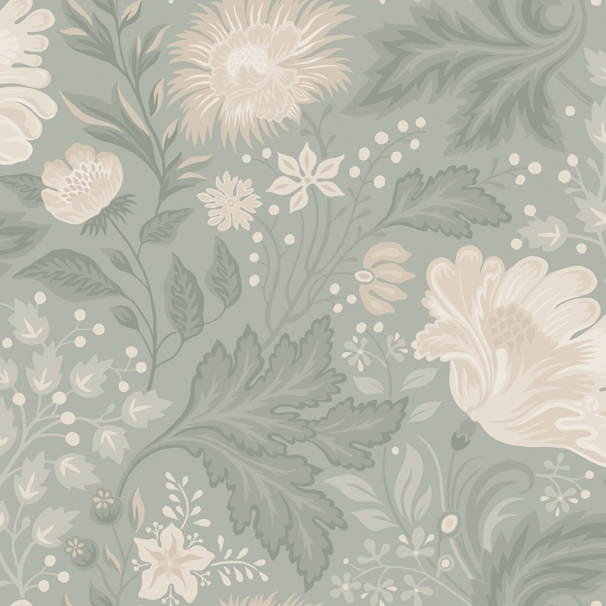 Ava Wallpaper - Sage Green - Sandberg - S10180 - Premier Wallcovering