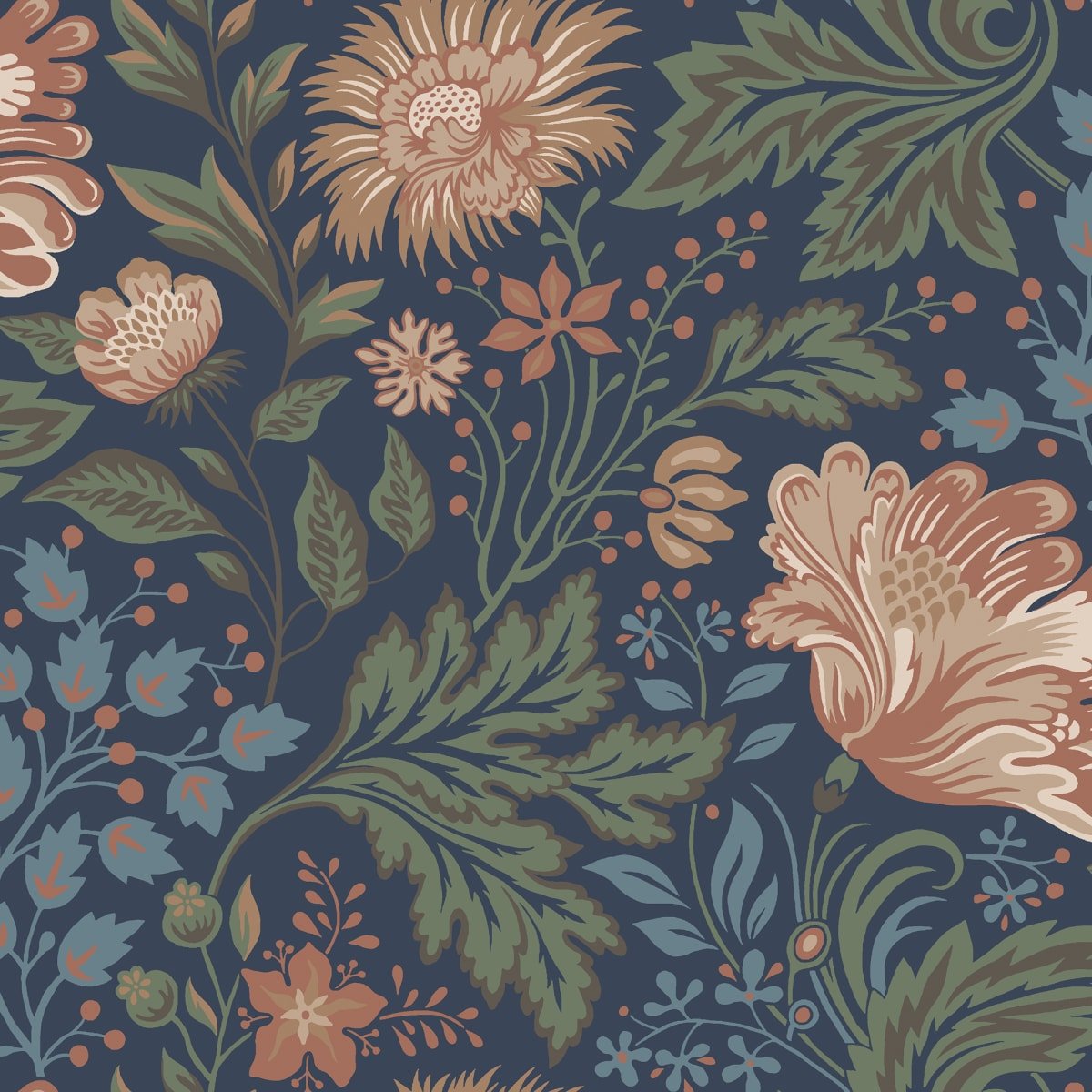 Ava Wallpaper - Classic Blue - Sandberg - 400-86 - Premier Wallcovering