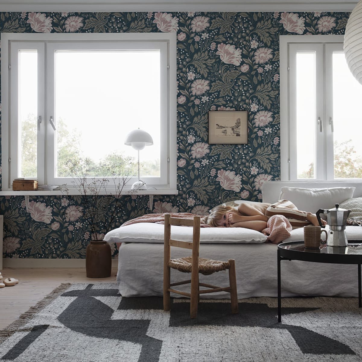 Ava Wallpaper - Dark Blue - Sandberg - 400-96 - Premier Wallcovering