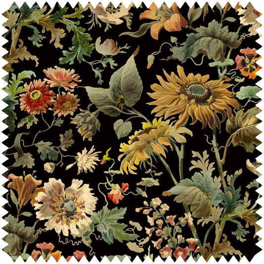 Avalon Velvet Fabric -  Noir - House of Hackney - 1-FA-AVA-VE-NOI-XXX-XXX - Premier Wallcovering