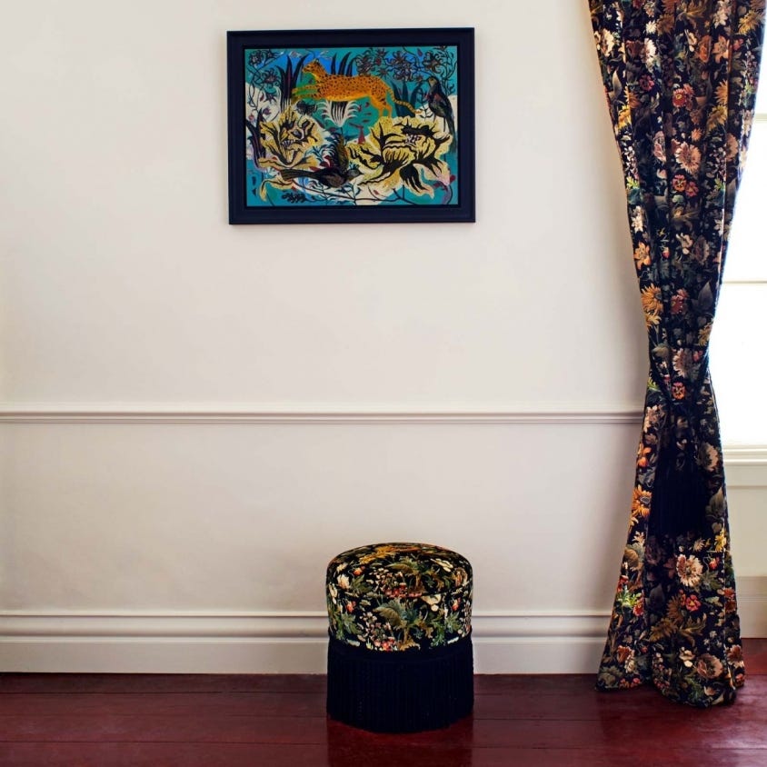 Avalon Velvet Fabric -  Noir - House of Hackney - 1-FA-AVA-VE-NOI-XXX-XXX - Premier Wallcovering