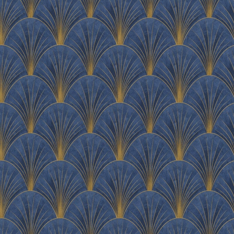 Avantgarde Fan Metallic Wallpaper - Blue/Gold - Elle Decoration - 10451 - 08 - Premier Wallcovering