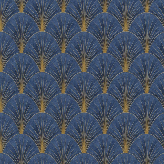 Avantgarde Fan Metallic Wallpaper - Blue/Gold - Elle Decoration - 10451 - 08 - Premier Wallcovering