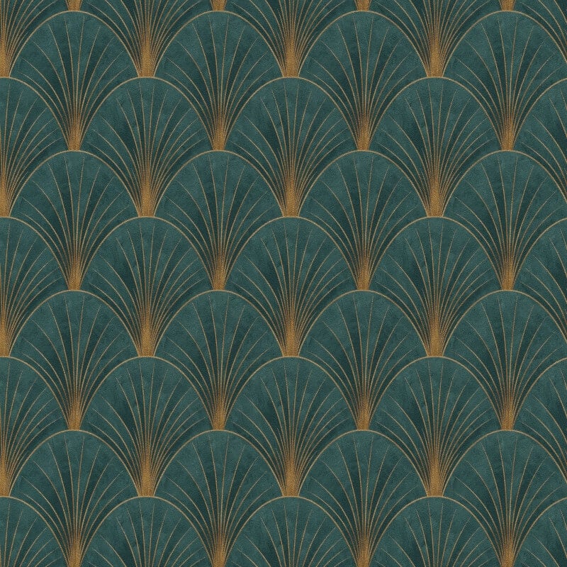 Avantgarde Fan Metallic Wallpaper - Green/Gold - Elle Decoration - 10451 - 19 - Premier Wallcovering
