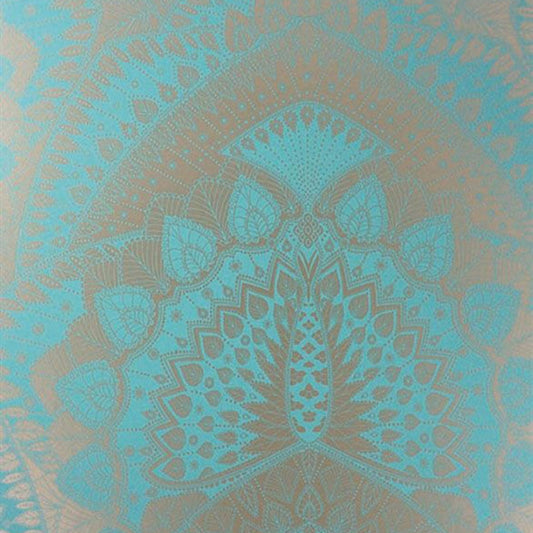 Azari Wallpaper - Turquoise / Gold - Matthew Williamson - W6952-02 - Premier Wallcovering