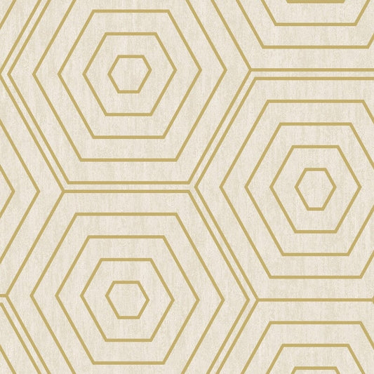 Aztec Hexagons Metallic Wallpaper - Stone - SK Filson - SK20022 - Premier Wallcovering