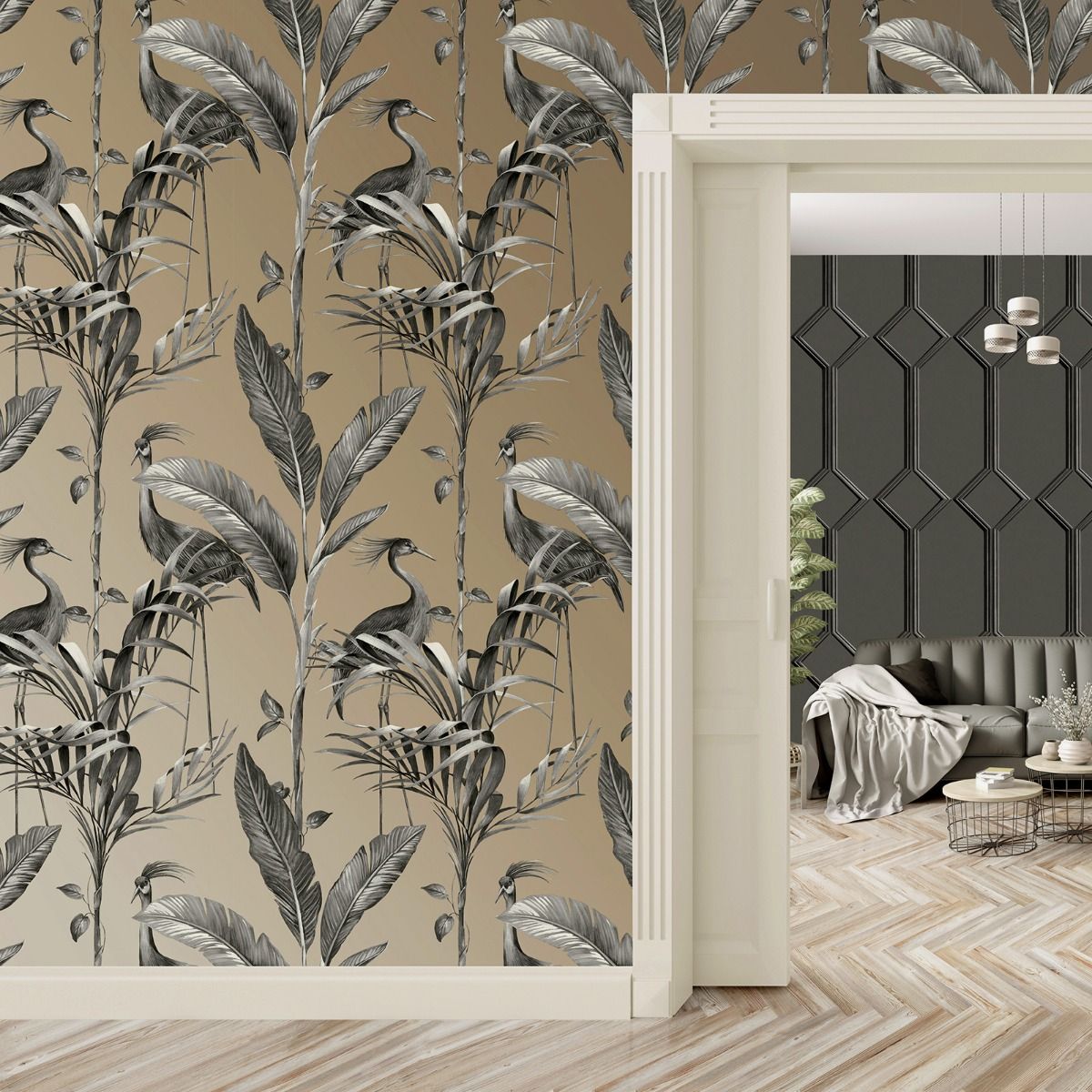 Azzurra Leaf Wallpaper - Gold - Belgravia - 9505 - Premier Wallcovering