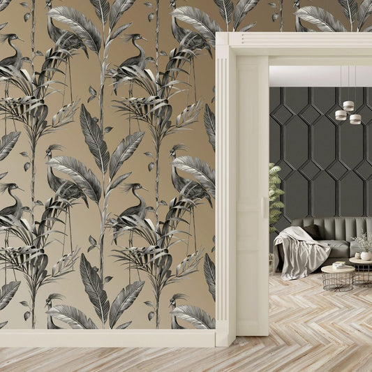 Azzurra Leaf Wallpaper - Gold - Belgravia - 9505 - Premier Wallcovering