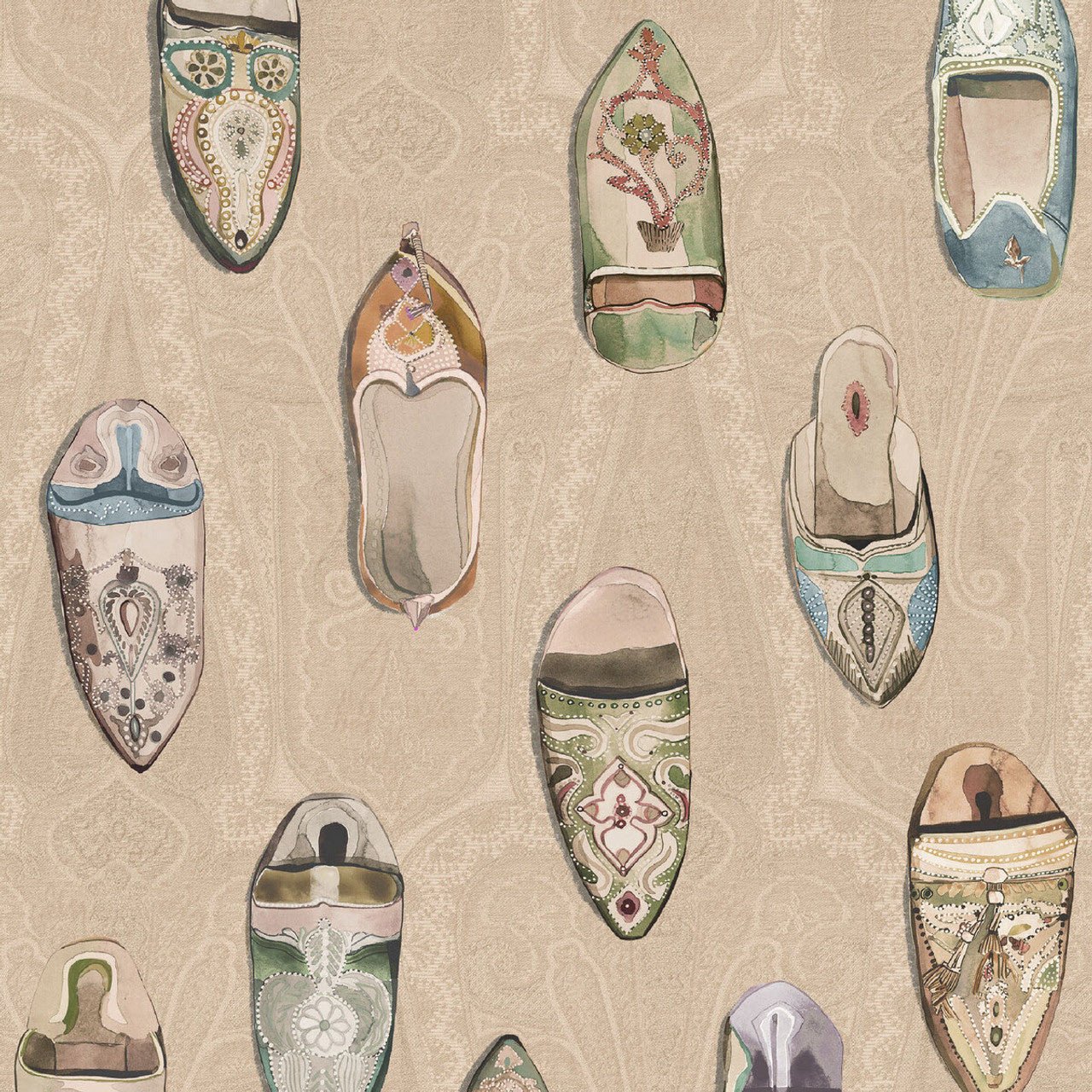 Babouches Wallpaper - Ivory - Mulberry Home - FG096/J102 - Premier Wallcovering