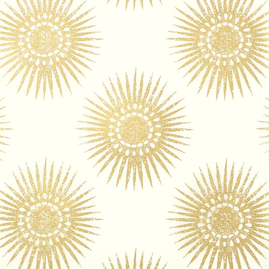 Bahia Wallpaper - Metallic Gold on Cream - Thibaut - T35143 - Premier Wallcovering