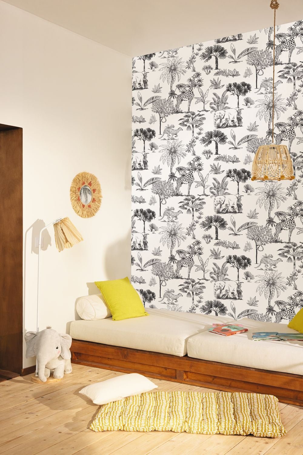 Balade Dans La Savane Wallpaper - Noir Et Blanc - Caselio - 105739090 - Premier Wallcovering