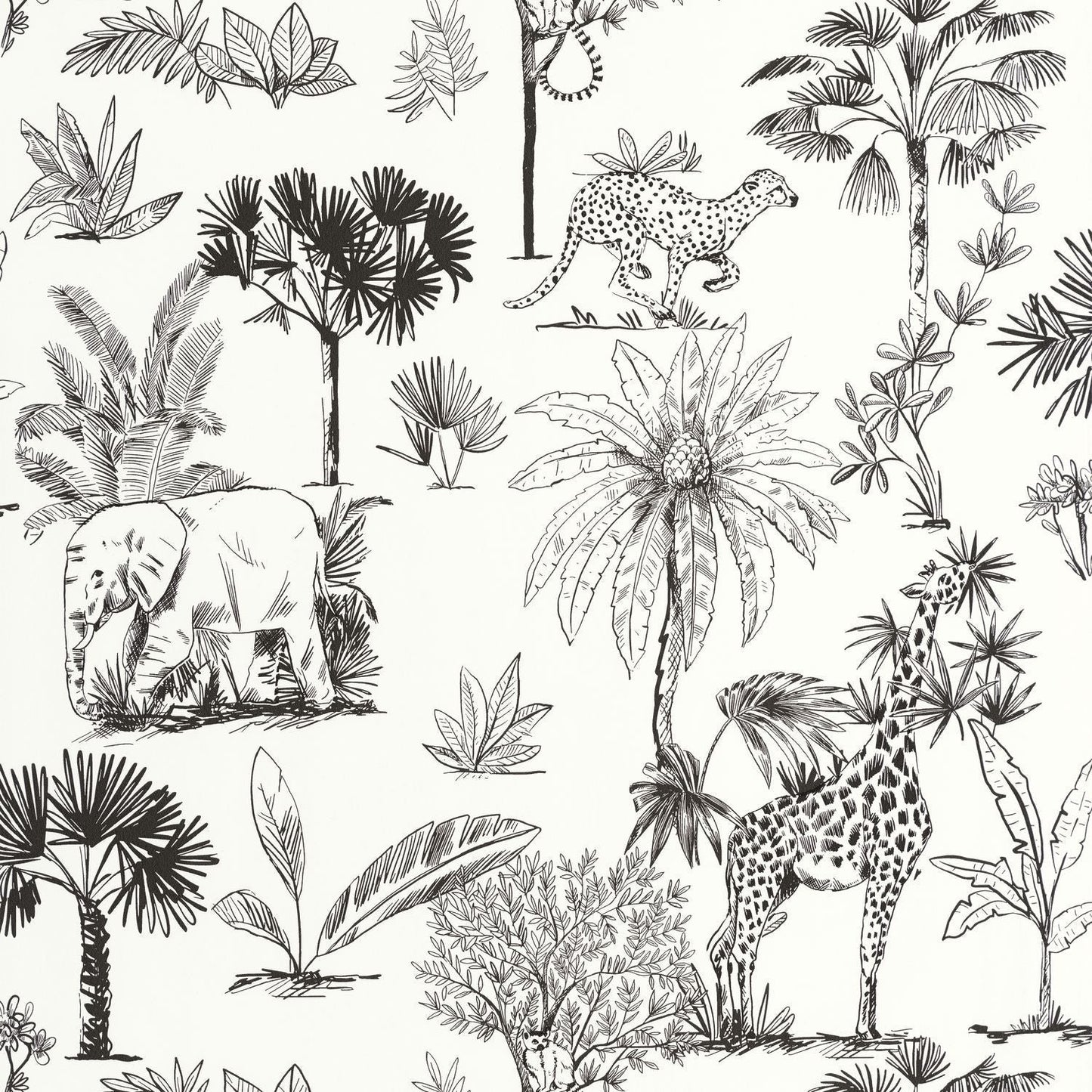 Balade Dans La Savane Wallpaper - Noir Et Blanc - Caselio - 105739090 - Premier Wallcovering