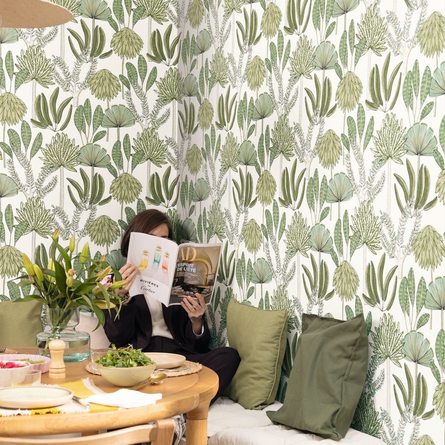 Bali Wallpaper - Vert Mousse - Caselio - 104930722 - Premier Wallcovering