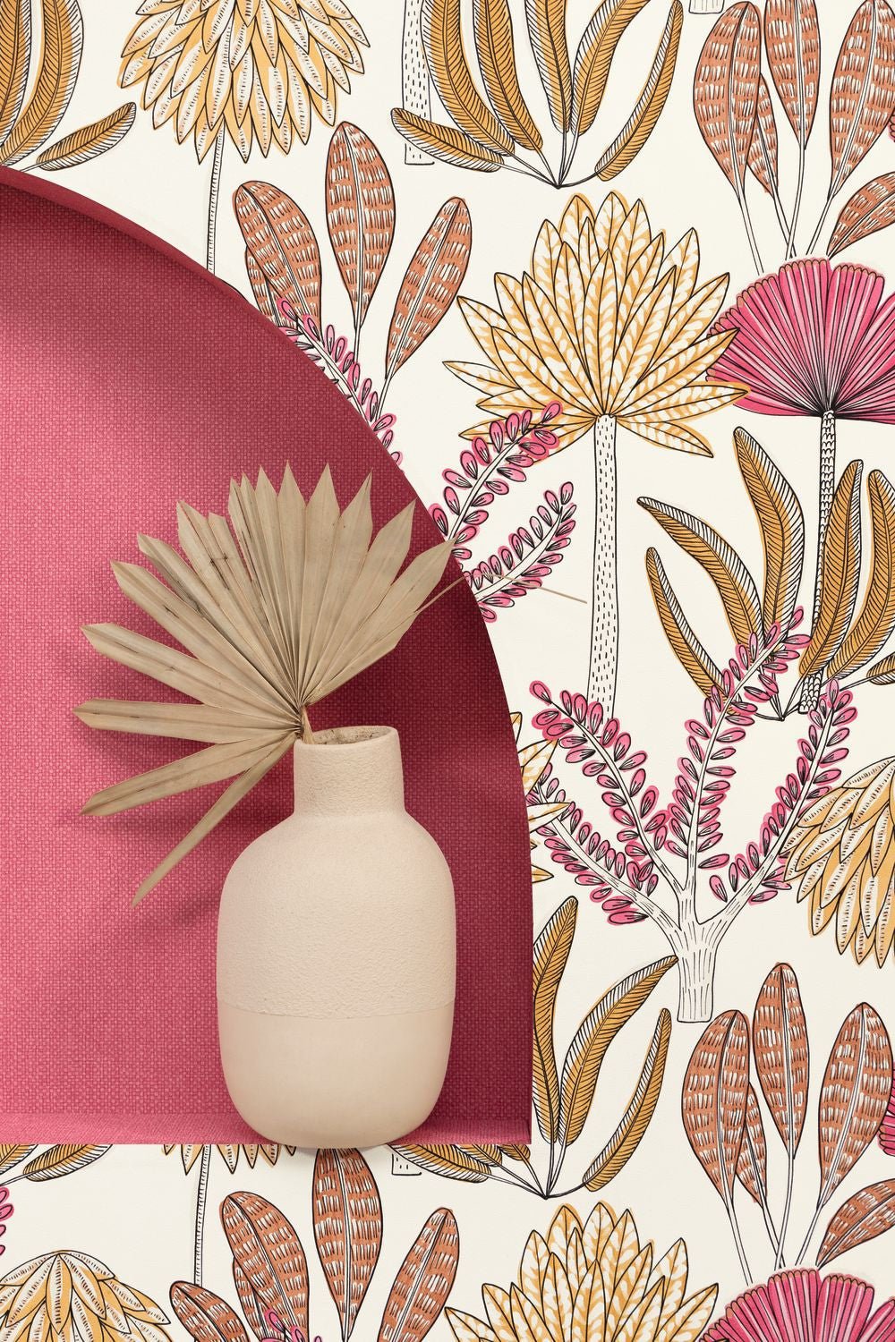 Bali Wallpaper - Rose Fuchia - Caselio - 104930414 - Premier Wallcovering