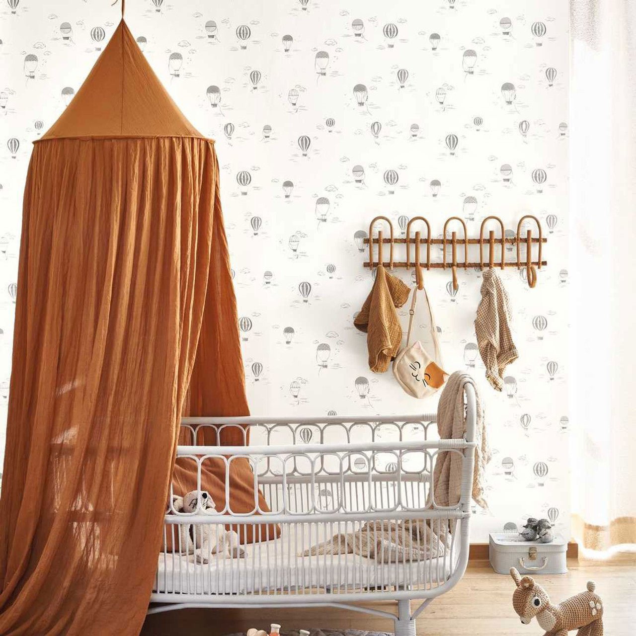 Balloons In The Clouds Once Upon A Time Wallpaper - Camel - Casadeco - 200851441 - Premier Wallcovering