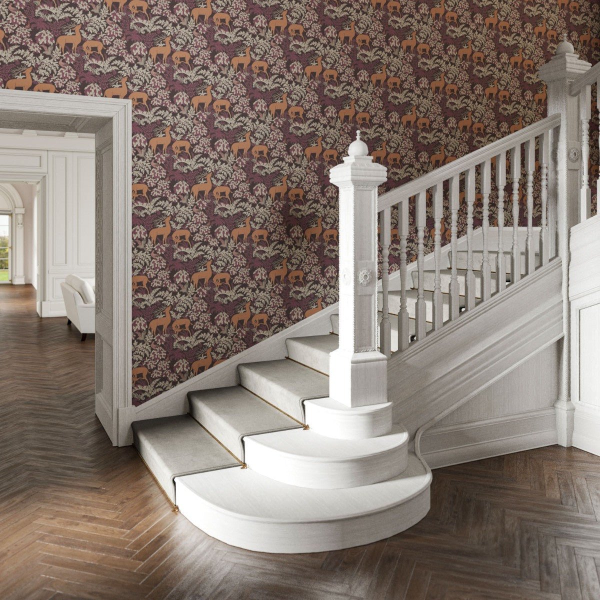 Balmoral Wallpaper - Mulberry - Warner House - Premier Wallcovering