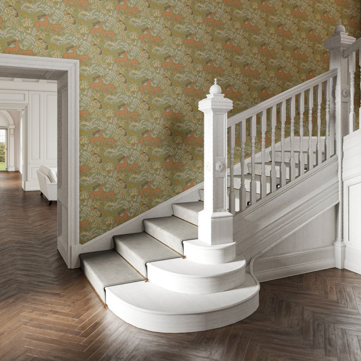Balmoral Wallpaper - Olive - Warner House - Premier Wallcovering