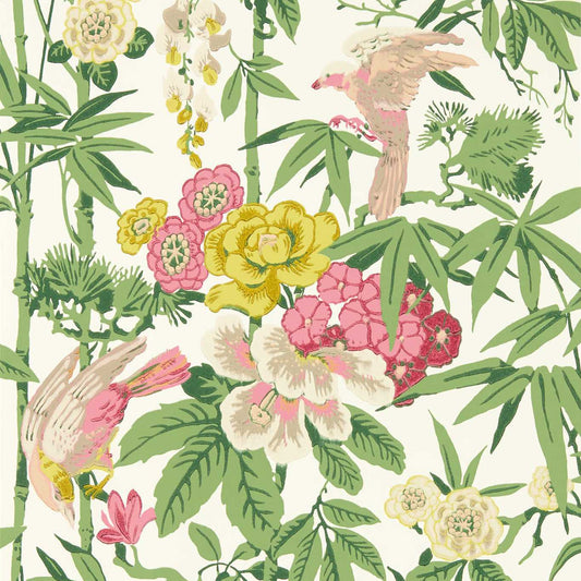 Bamboo & Birds Wallpaper - Scallion Green - DWAW217130 - Sanderson - Premier Wallcovering