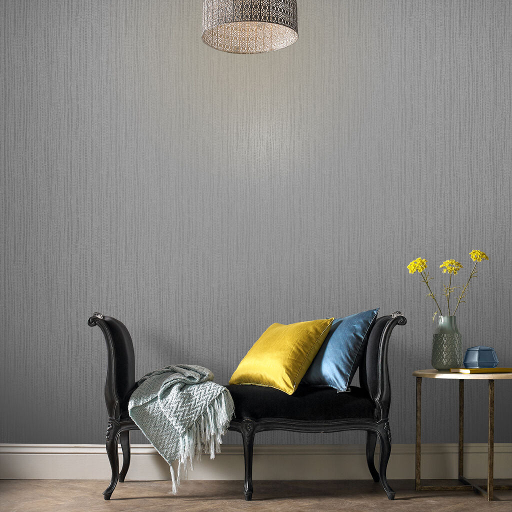 Bamboo Texture Wallpaper - Silver - Graham & Brown - 104730 - Premier Wallcovering