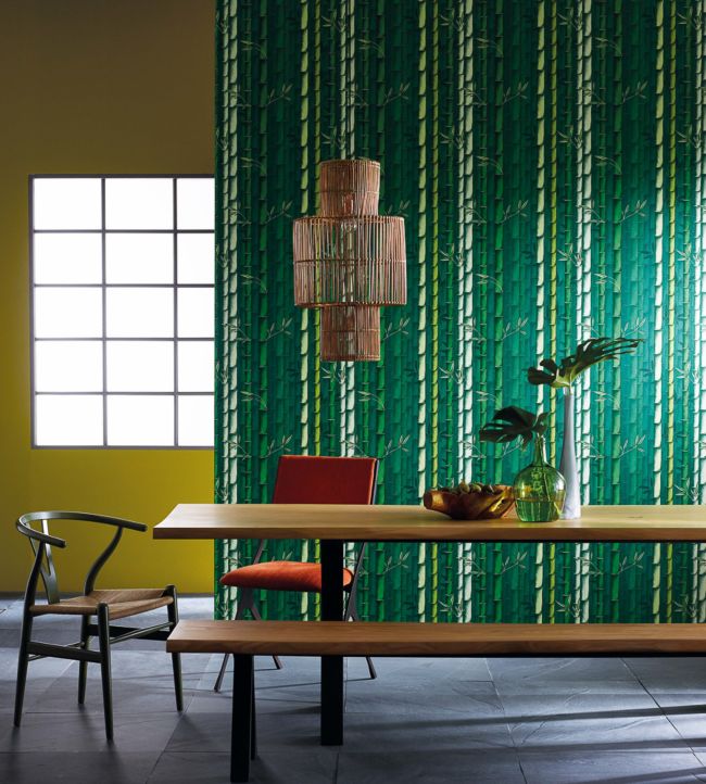 Bamboo Wallpaper - Emerald - Osborne & Little - W7025-01 - Premier Wallcovering