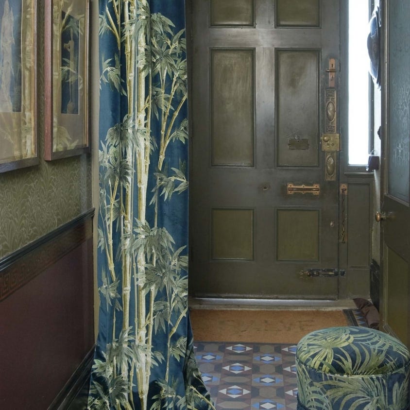 Bambusa Velvet Fabric -  Midnight - House of Hackney - 1-FA-BAM-VE-MID-XXX-XXX - Premier Wallcovering