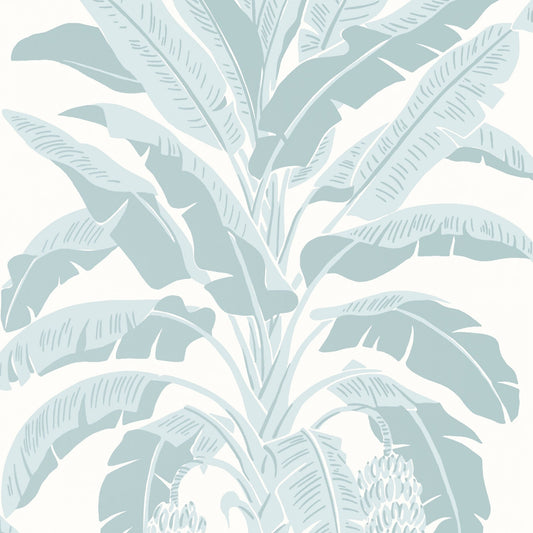 Banana Tree Wallpaper - Spa Blue - Thibaut - T13916 - Premier Wallcovering
