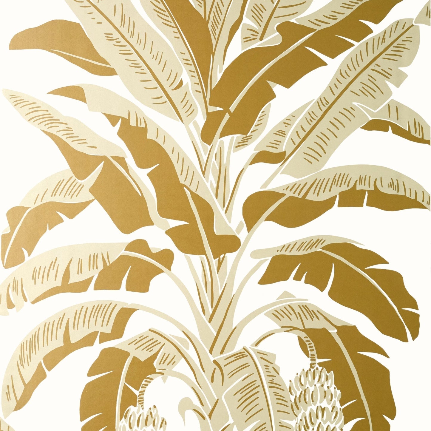 Banana Tree Wallpaper - Metallic Gold - Thibaut - T13919 - Premier Wallcovering